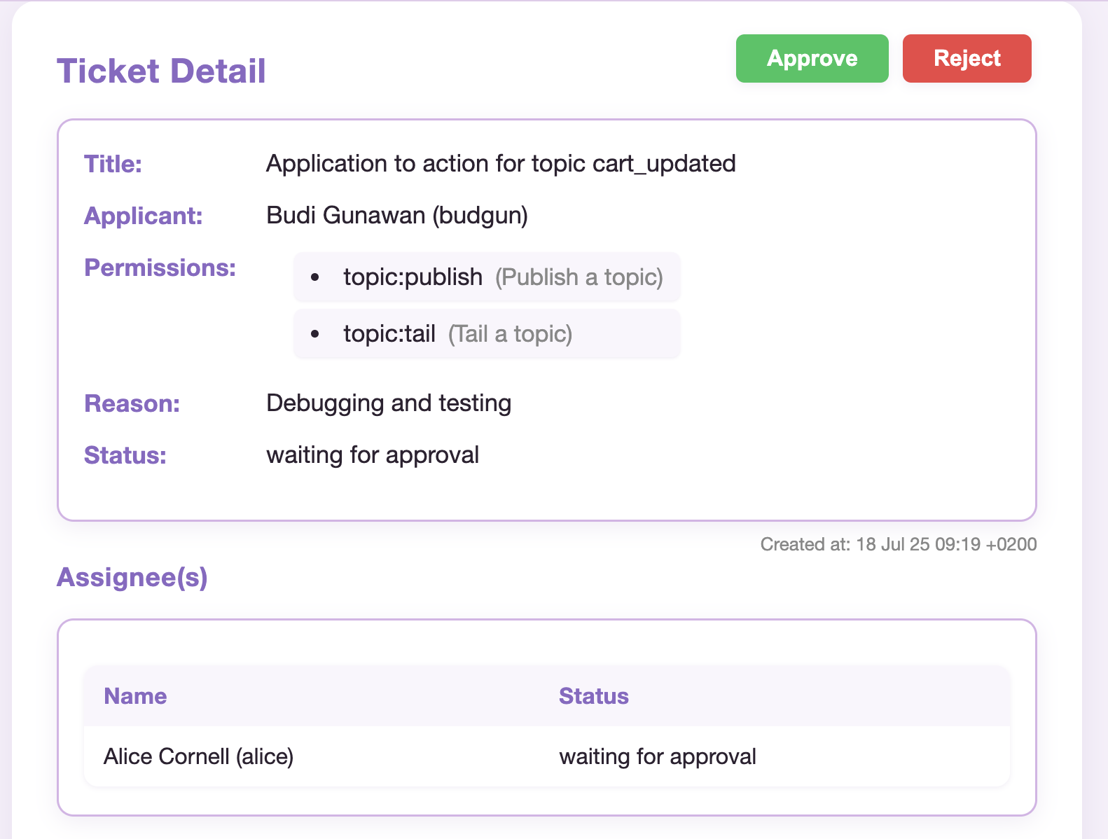 application detail
